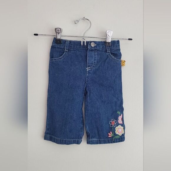 Disney Other - Disney Baby Winnie The Pooh Kids Denim Jeans w/ Floral Embroidery Size 18 Months